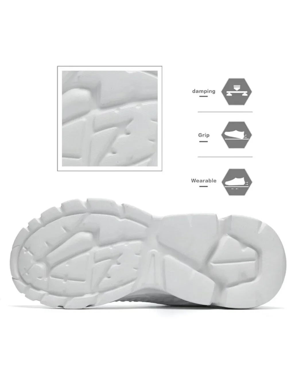 Men's White Lightweight Athletic Running Walking Non Slip Sneakers Shoes